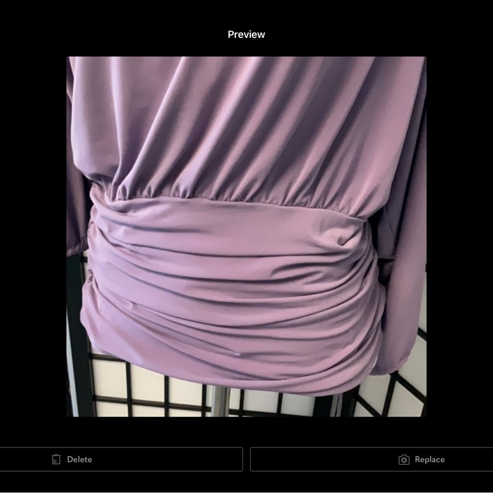 Lilac Ruched Waist Batwing Sleeve Top - Picture 8 of 8